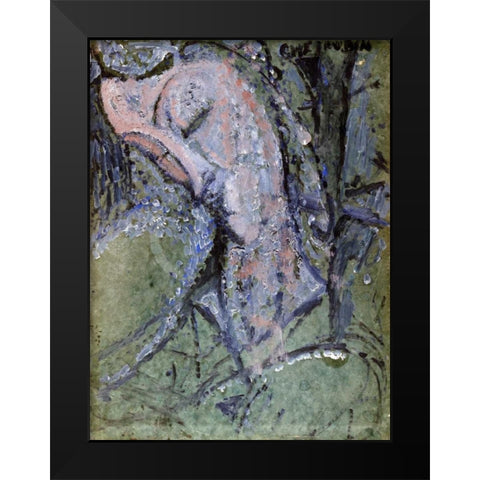 Cherubin Black Modern Wood Framed Art Print by Modigliani, Amedeo
