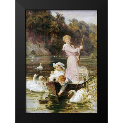 A Day On The River Black Modern Wood Framed Art Print by Morgan, Frederick