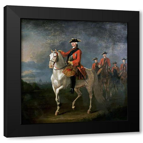 An Equestrian Portrait of King George III Black Modern Wood Framed Art Print with Double Matting by Morier, David