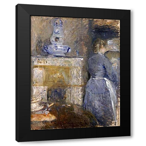The Dining Room of The Rouart Family Black Modern Wood Framed Art Print with Double Matting by Morisot, Berthe