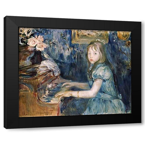 Lucie Leon at The Piano Black Modern Wood Framed Art Print with Double Matting by Morisot, Berthe