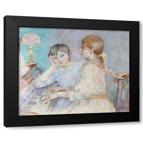 Le Piano Black Modern Wood Framed Art Print by Morisot, Berthe