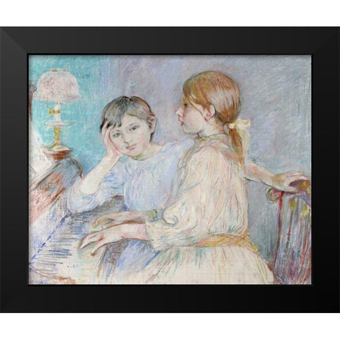 Le Piano Black Modern Wood Framed Art Print by Morisot, Berthe