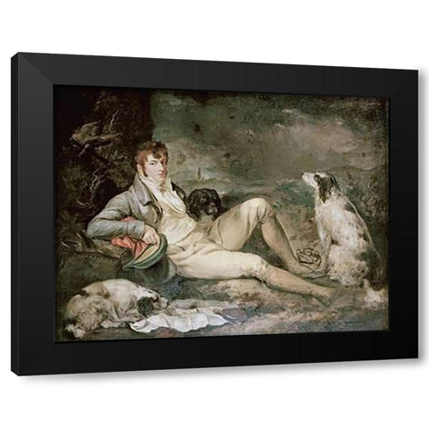 Portrait of a Sportsman Black Modern Wood Framed Art Print with Double Matting by Morland, George
