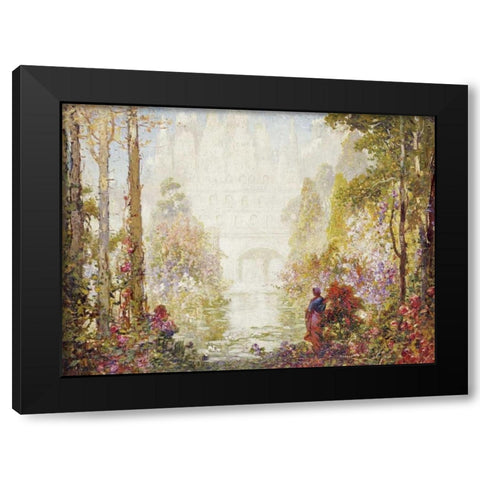 Sitas Garden II Black Modern Wood Framed Art Print with Double Matting by Mostyn, Tom