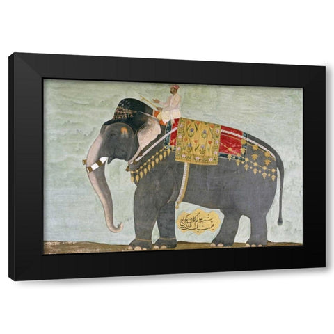 Portrait of The Elephant Alam-Guman Gajraj Black Modern Wood Framed Art Print with Double Matting by Mughal