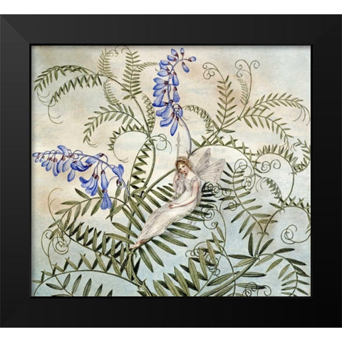 A Fairy Resting Among Flowers Black Modern Wood Framed Art Print by Murray, Amelia Jane