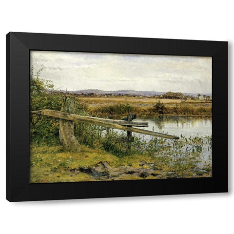 The Riverside Black Modern Wood Framed Art Print by Newton, John Edward