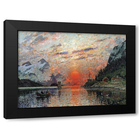 A Fjord Black Modern Wood Framed Art Print with Double Matting by Normann, Adelsteen