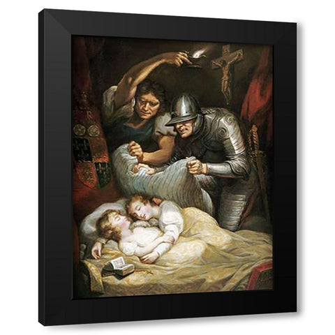 The Princes In The Tower Black Modern Wood Framed Art Print with Double Matting by Northcote, James