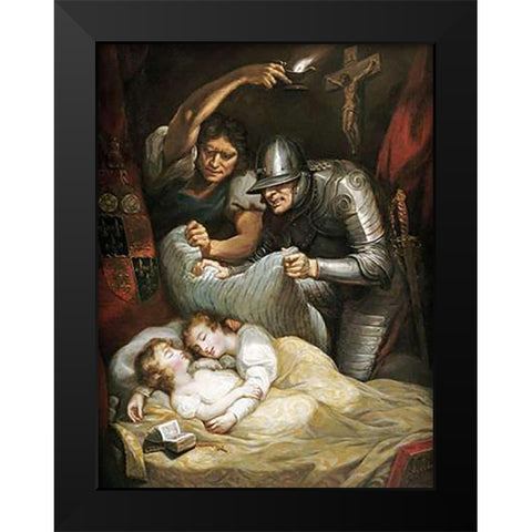 The Princes In The Tower Black Modern Wood Framed Art Print by Northcote, James
