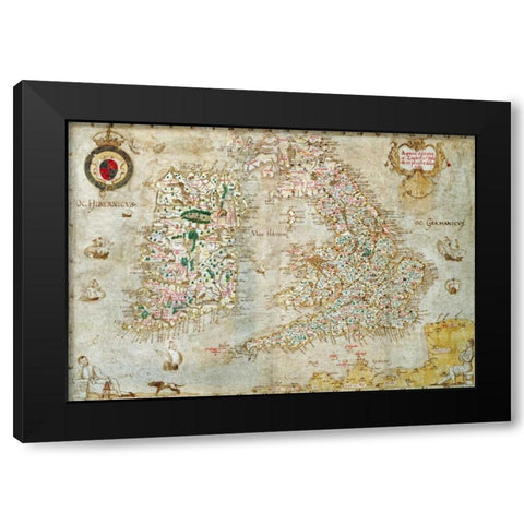 A General Description of England and Ireland Black Modern Wood Framed Art Print by Nowell, Laurence