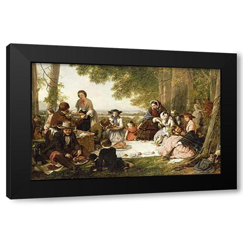 A Picnic Black Modern Wood Framed Art Print by ONeil, Henry Nelson