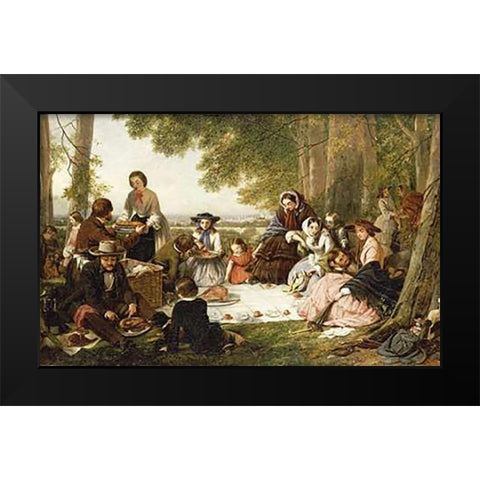 A Picnic Black Modern Wood Framed Art Print by ONeil, Henry Nelson