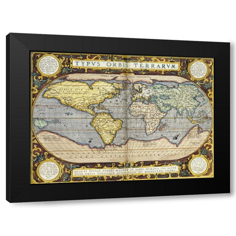 Theatrum Orbis Terrarum Black Modern Wood Framed Art Print by Ortelius, Abraham