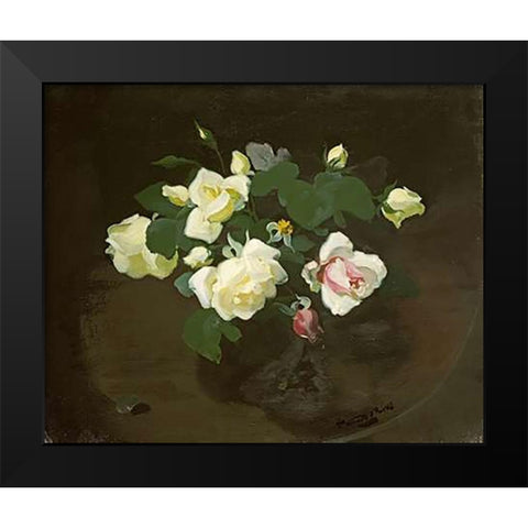 Yellow and Pink Roses Black Modern Wood Framed Art Print by Park, James Stuart