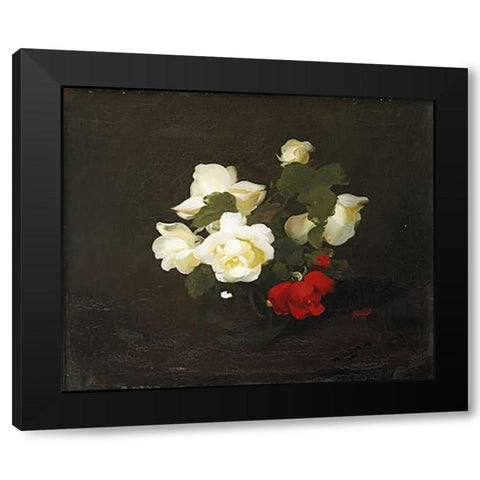 Yellow and Red Roses Black Modern Wood Framed Art Print by Park, James Stuart