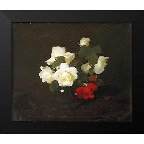Yellow and Red Roses Black Modern Wood Framed Art Print by Park, James Stuart