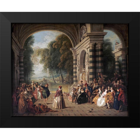 The Pleasures of The Ball Black Modern Wood Framed Art Print by Pater, Jean Baptiste Joseph