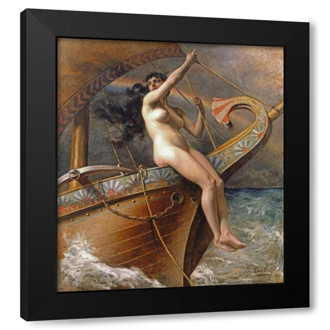 La Figure De Proue Black Modern Wood Framed Art Print with Double Matting by Paul A.