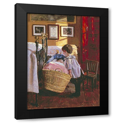 A Watchful Eye Black Modern Wood Framed Art Print with Double Matting by Pedersen, Viggo