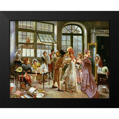 At The Milliners Black Modern Wood Framed Art Print by Perez, Alonzo