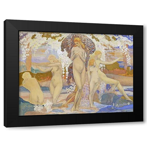 The Bathers Black Modern Wood Framed Art Print by Philippol, A.