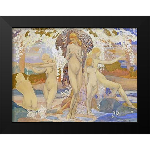 The Bathers Black Modern Wood Framed Art Print by Philippol, A.
