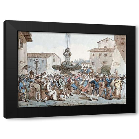 Carnevale a Roma Black Modern Wood Framed Art Print with Double Matting by Pinelli, Bartolomeo