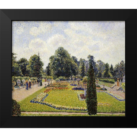 Kew Gardens Black Modern Wood Framed Art Print by Pissarro, Camille