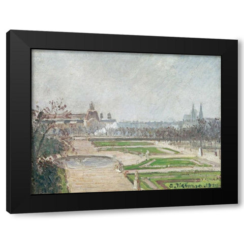 The Tuileries Gardens and The Louvre Black Modern Wood Framed Art Print by Pissarro, Camille