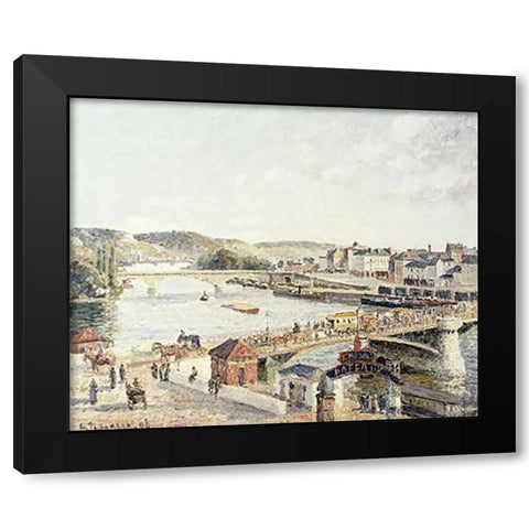 Afternoon Sun, Rouen Black Modern Wood Framed Art Print by Pissarro, Camille