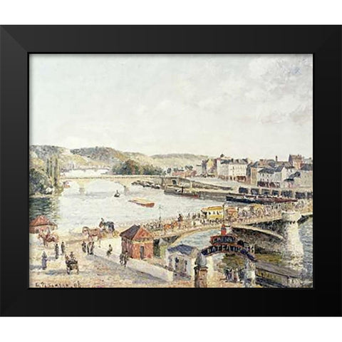 Afternoon Sun, Rouen Black Modern Wood Framed Art Print by Pissarro, Camille