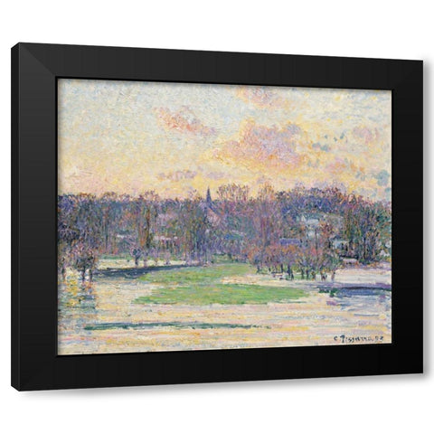 Flood at Sunset Black Modern Wood Framed Art Print with Double Matting by Pissarro, Camille