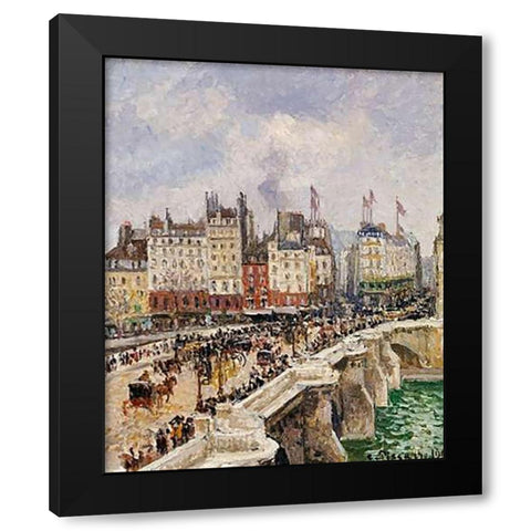 Le Pont-Neuf Black Modern Wood Framed Art Print with Double Matting by Pissarro, Camille