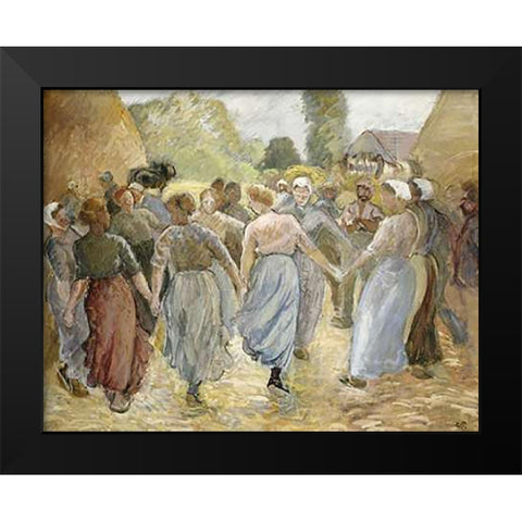 La Ronde Black Modern Wood Framed Art Print by Pissarro, Camille
