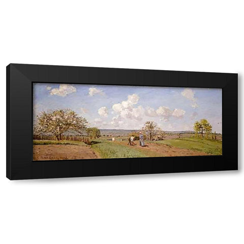 Spring Black Modern Wood Framed Art Print with Double Matting by Pissarro, Camille