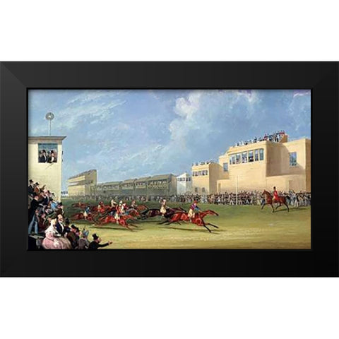 The Ascot Gold Cup, 1834 Black Modern Wood Framed Art Print by Pollard, James
