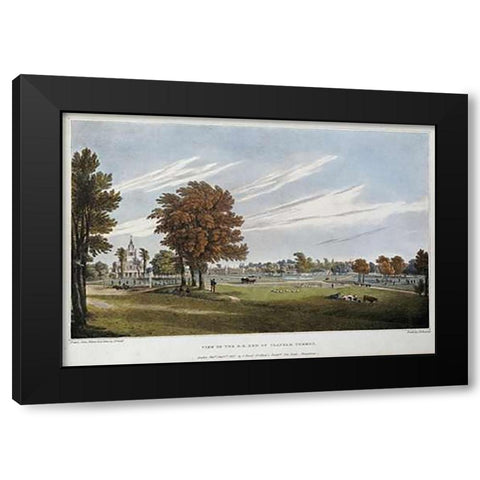 Clapham Common Black Modern Wood Framed Art Print with Double Matting by Powell, J.