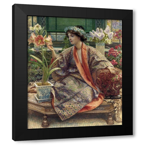 A Hot-House Flower Black Modern Wood Framed Art Print with Double Matting by Poynter, Sir Edward John