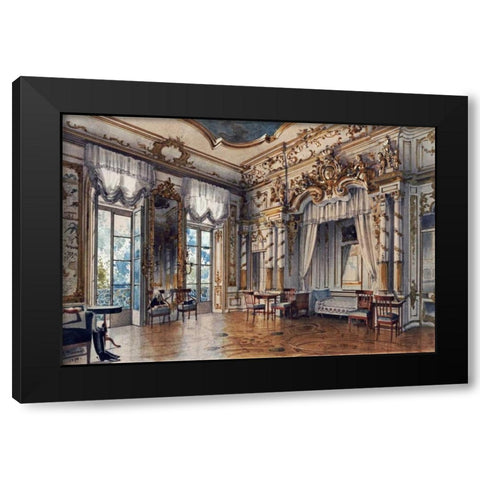 A Bedroom In The Tzars Palace, St. Petersburg Black Modern Wood Framed Art Print by Premazzi, Luigi