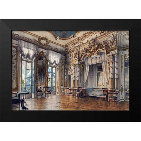 A Bedroom In The Tzars Palace, St. Petersburg Black Modern Wood Framed Art Print by Premazzi, Luigi