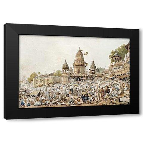 Eve of An Eclipse of The Moon Black Modern Wood Framed Art Print with Double Matting by Prinsep, James