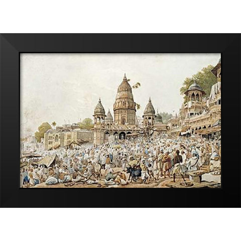 Eve of An Eclipse of The Moon Black Modern Wood Framed Art Print by Prinsep, James