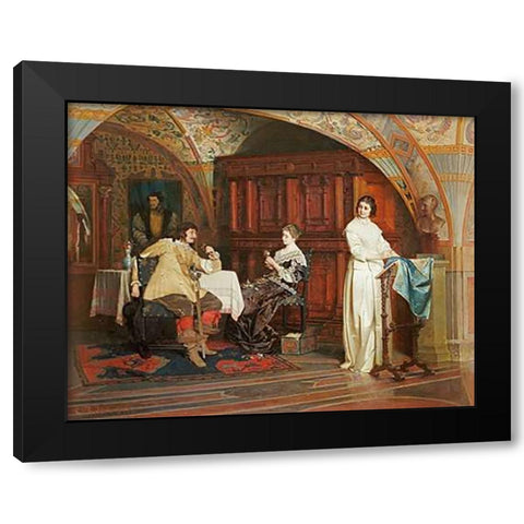 The Courtship Black Modern Wood Framed Art Print by Probst, Carl