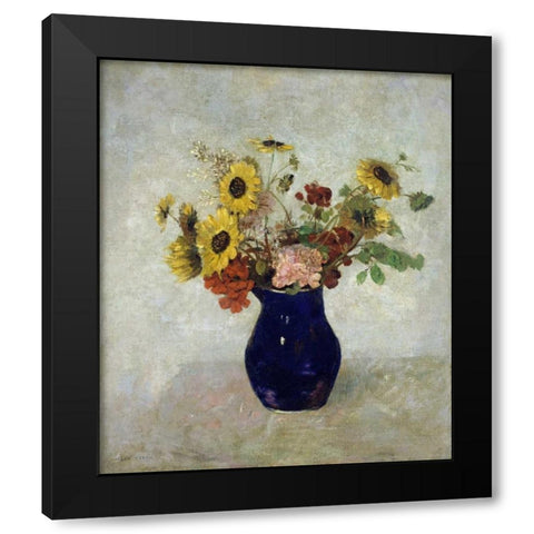 Vase De Fleurs Black Modern Wood Framed Art Print with Double Matting by Redon, Odilion