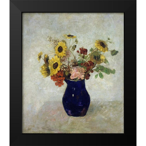 Vase De Fleurs Black Modern Wood Framed Art Print by Redon, Odilion