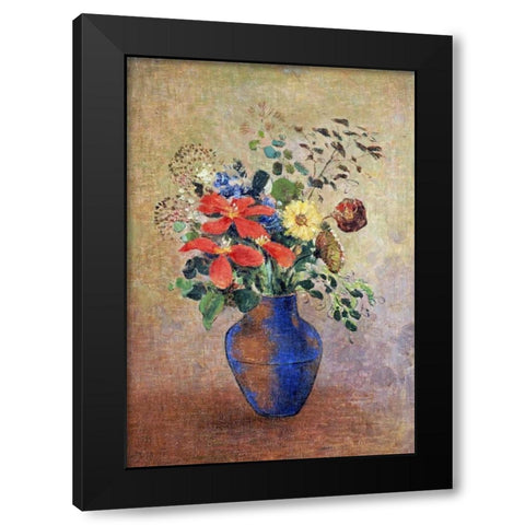 The Blue Vase Black Modern Wood Framed Art Print by Redon, Odilion