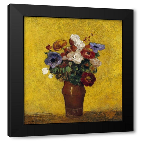 Fleurs Black Modern Wood Framed Art Print by Redon, Odilion