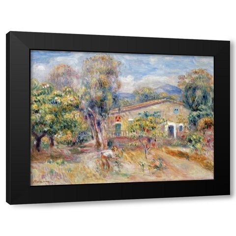 Collettes Farmhouse, Cagnes Black Modern Wood Framed Art Print by Renoir, Pierre-Auguste